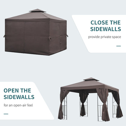 Gazebo de patio toit double 3 x 3 m