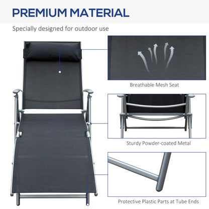 Chaise longue pliante réglable en acier — 7 positions