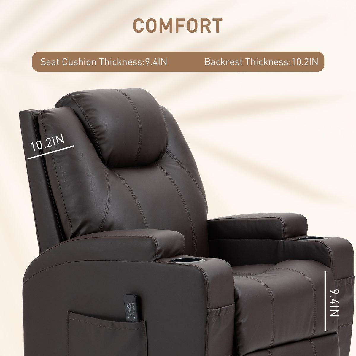 Fauteuil inclinable de massage pivotant en similicuir