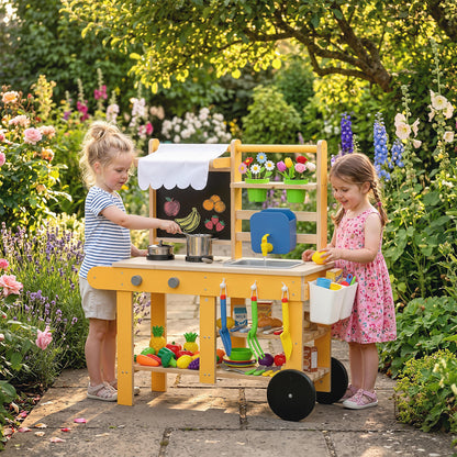 Cuisine boue enfant avec robinet, bac, tableau noir