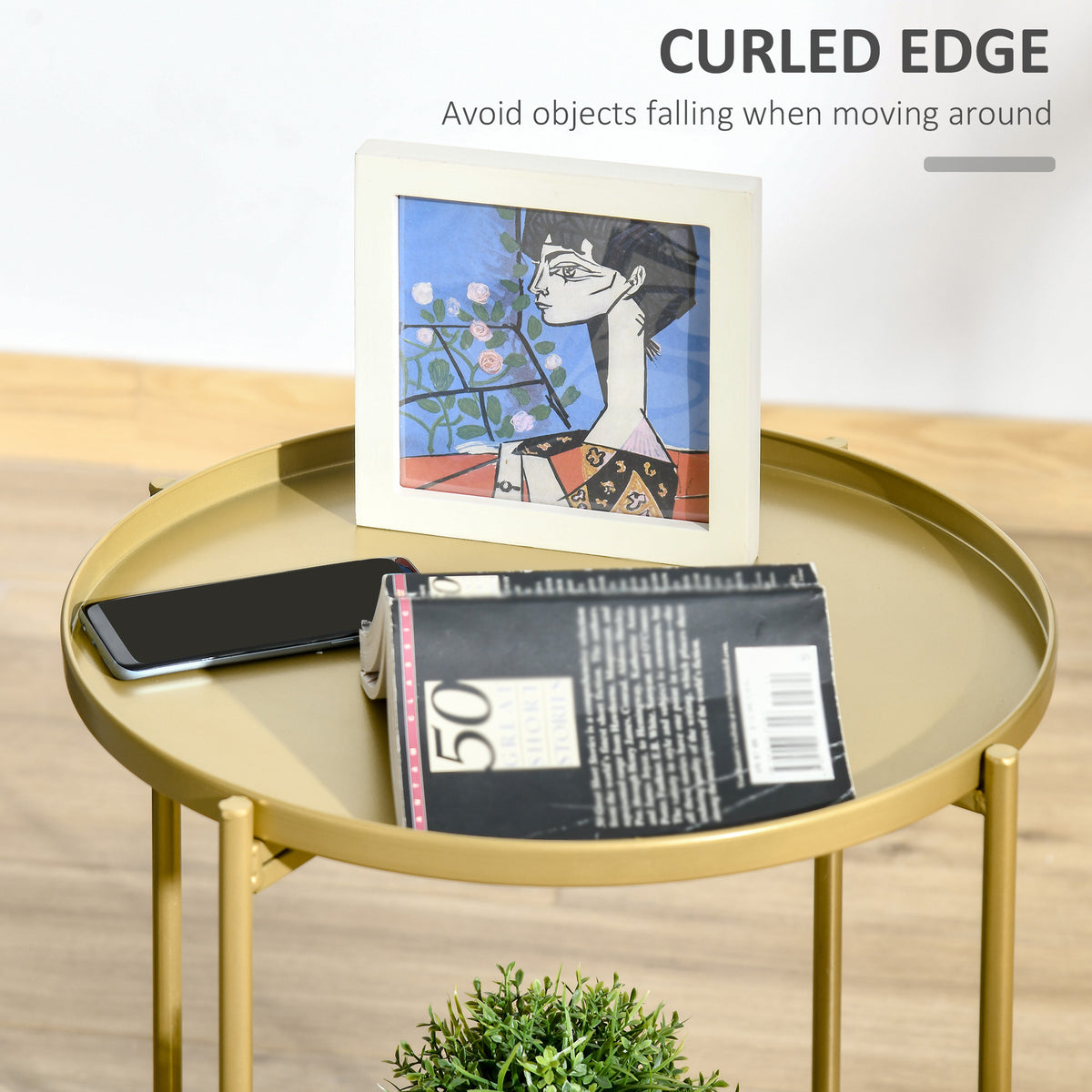 Table d'appoint ronde à deux plateaux amovibles