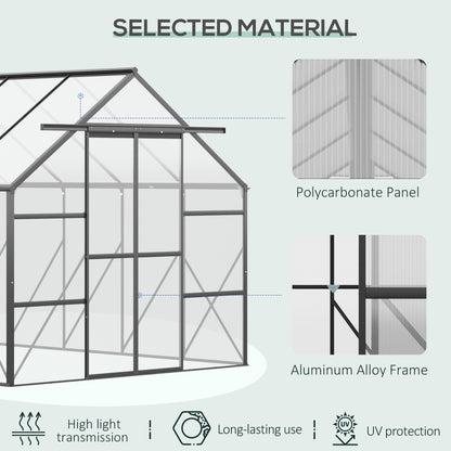  6.1m x 2.4m Aluminum Greenhouse - Sliding Door and Ventilation