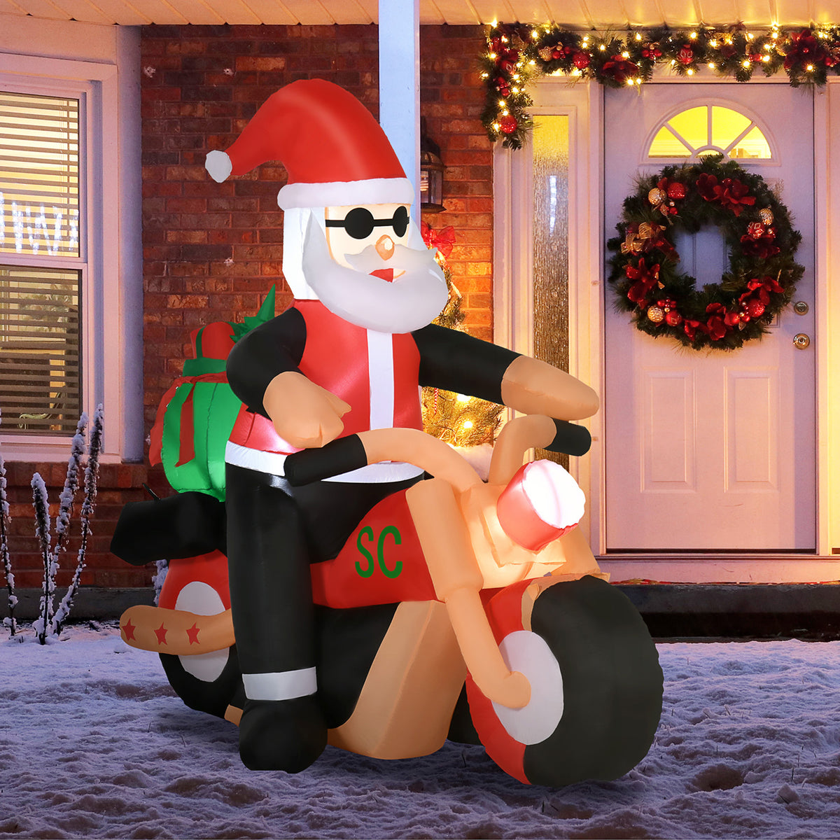 Décoration gonflable Noël Père Noël moto 5,5 pi
