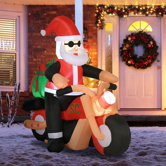 Décoration gonflable Noël Père Noël moto 5,5 pi