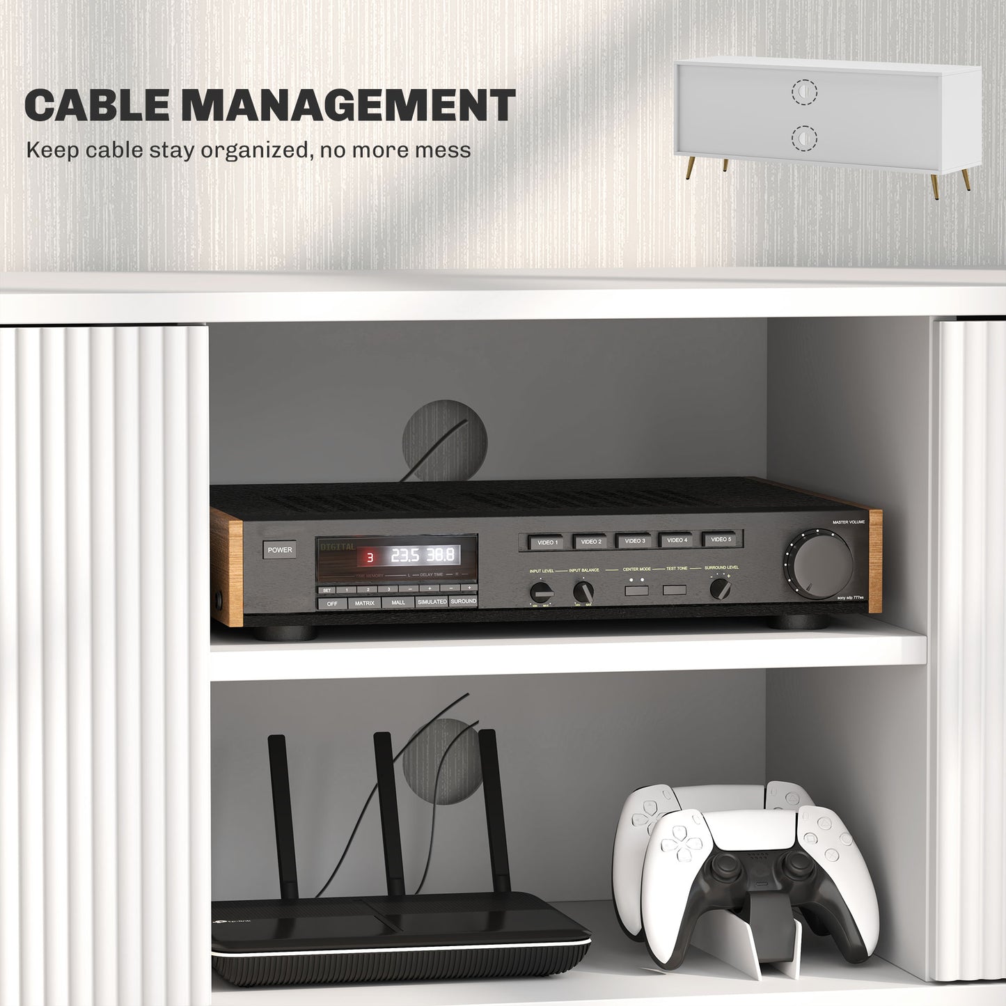 Meuble télé moderne avec rangement 55 pouces