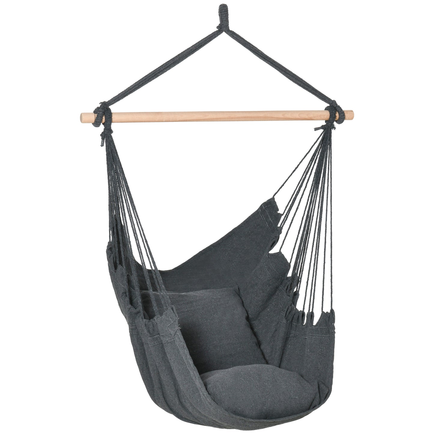 Chaise hamac suspendue en macramé avec 2 coussins