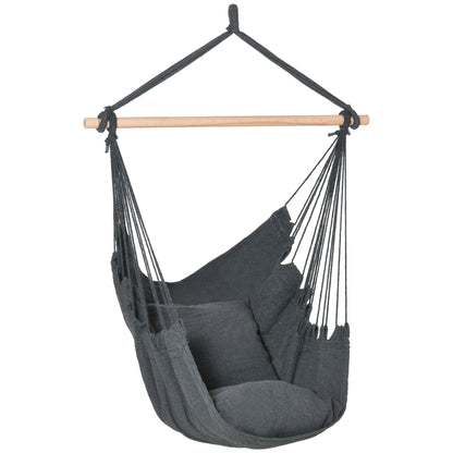 Chaise hamac suspendue en macramé avec 2 coussins