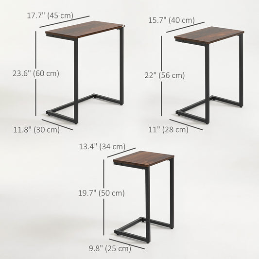 Tables gigognes industrielles en C, lot de 3