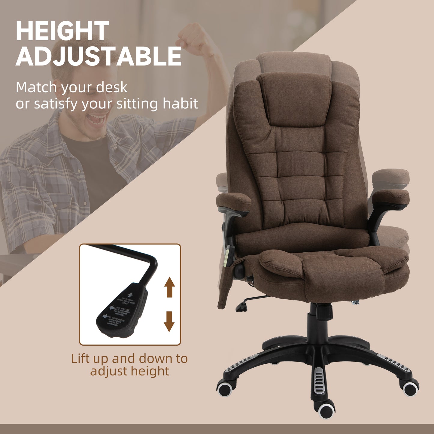 Fauteuil bureau massant inclinable dossier haut pivotant