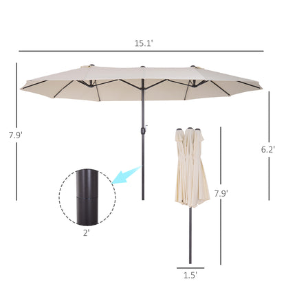 Parasol de patio double face rectangulaire 457 cm