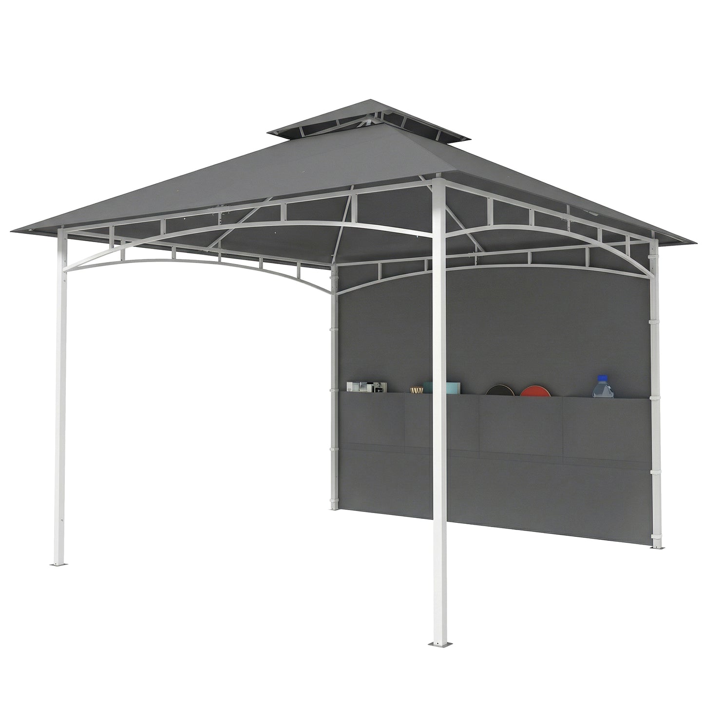 Gazébo patio double toit 3 x 3 m avec rangement