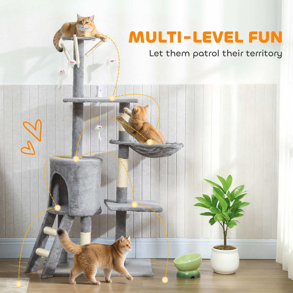 Arbre à chat multiétage avec griffoirs et condo