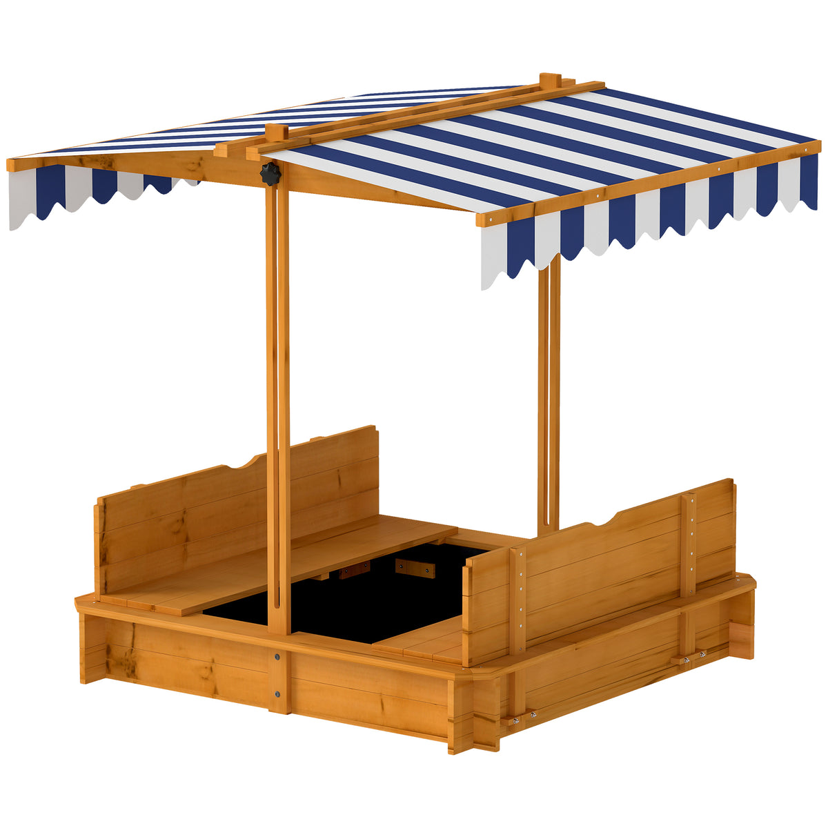 Bac à sable enfant avec auvent ajustable et bancs