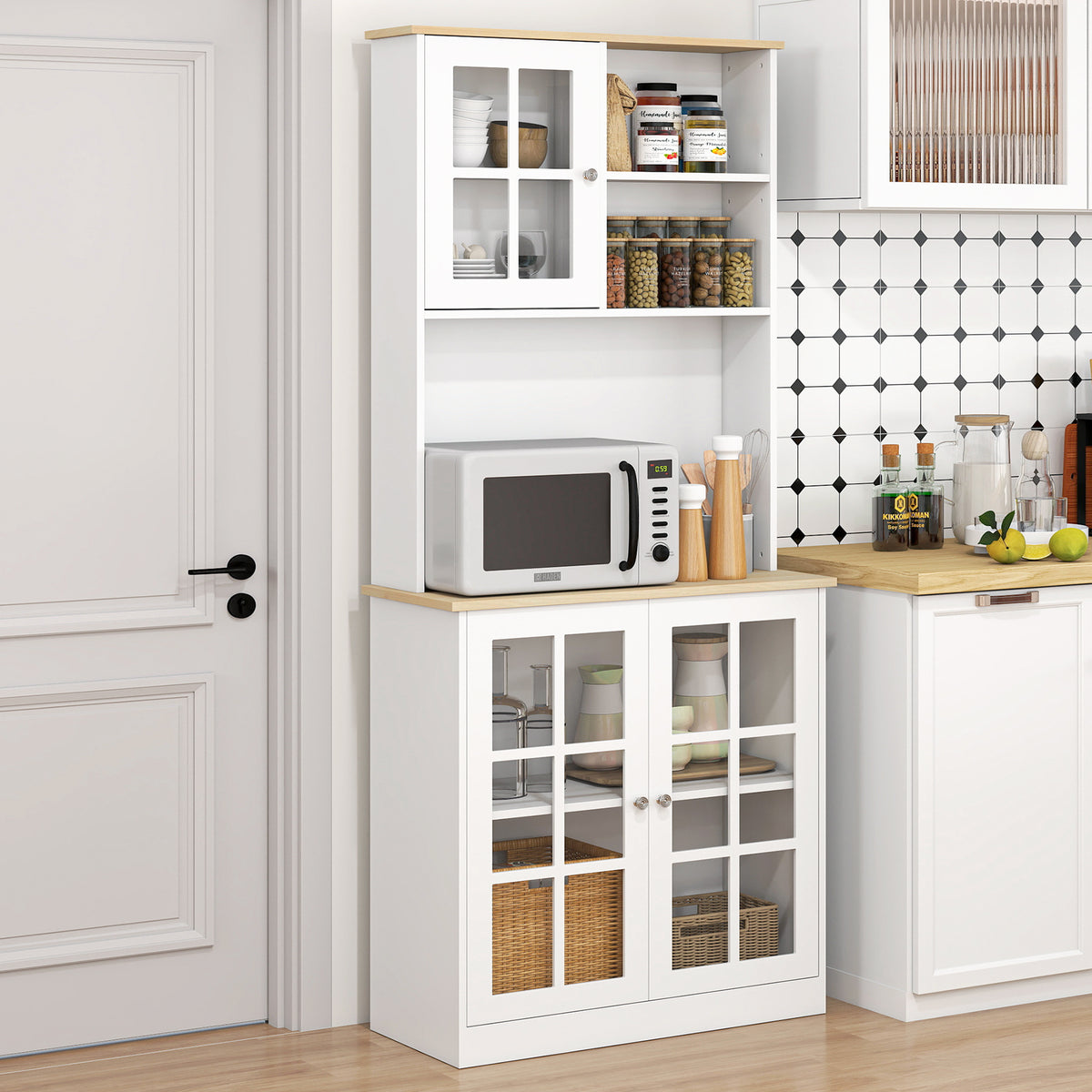 Buffet de cuisine avec hutch et tablettes ouvertes