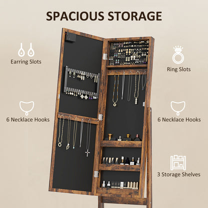 Armoire à bijoux sur pied avec miroir éclairé et LED