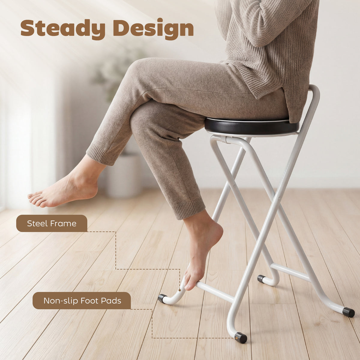 Ensemble tabourets bar pliables – confortables et compacts