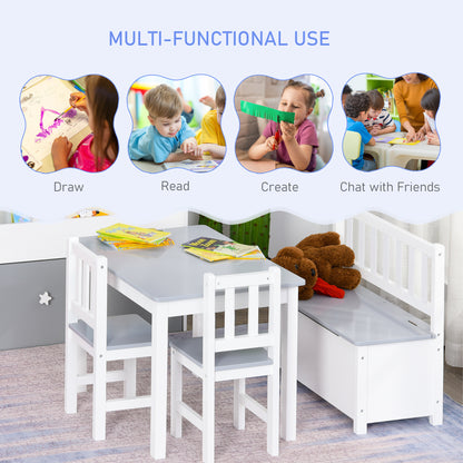 Ensemble table et chaises pour enfants en bois — Lot de 4