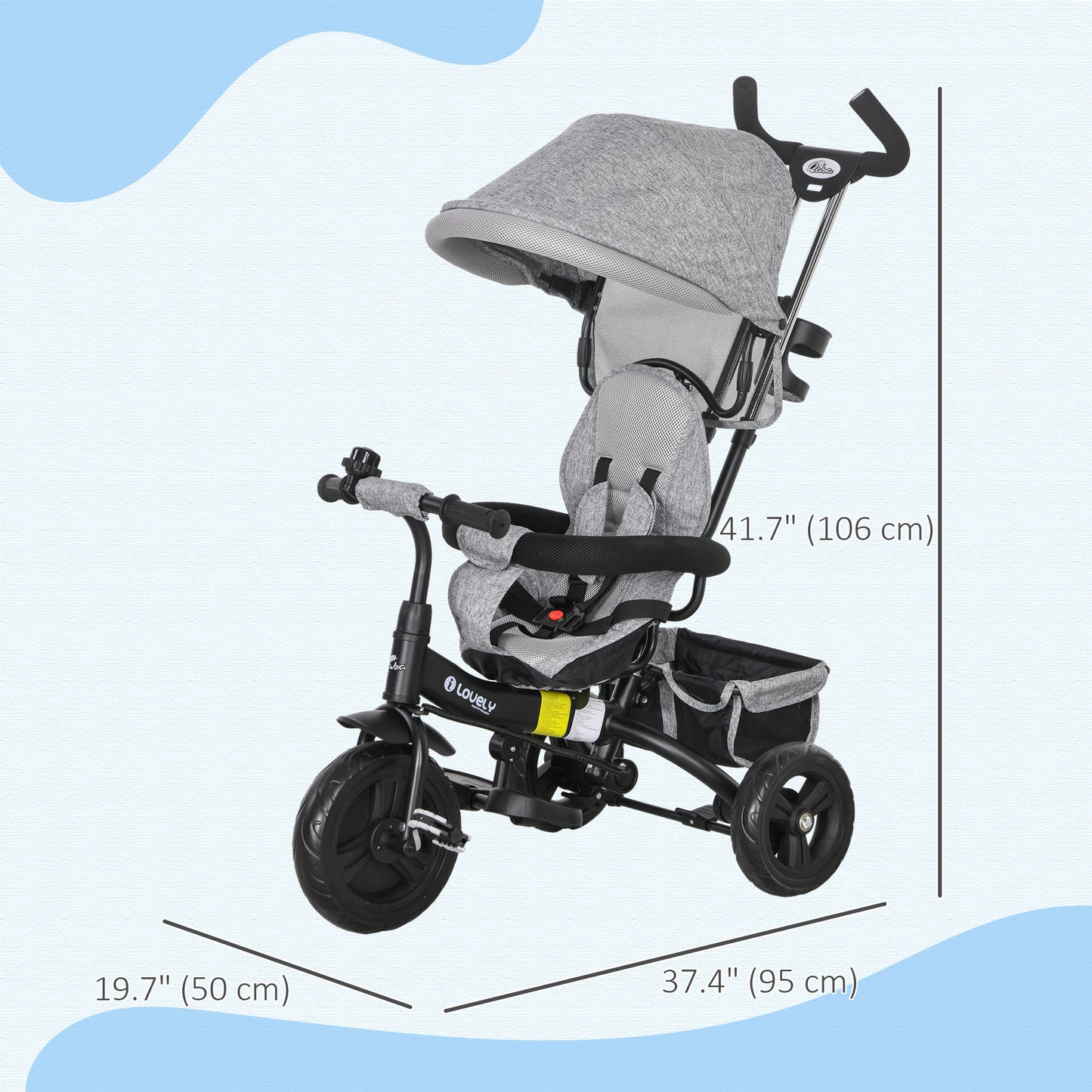 Tricycle 6-en-1 pour tout-petits avec panier et harnais