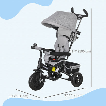 Tricycle 6-en-1 pour tout-petits avec panier et harnais