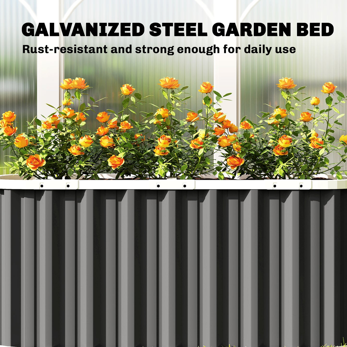 Outsunny 61cm Deep Raised Garden Bed - 220cm Galvanized Steel