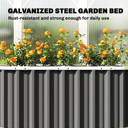 Outsunny 61cm Deep Raised Garden Bed - 220cm Galvanized Steel