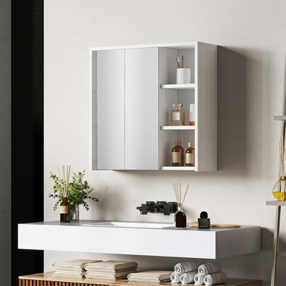 Armoire à pharmacie murale avec miroir et étagères ouvertes