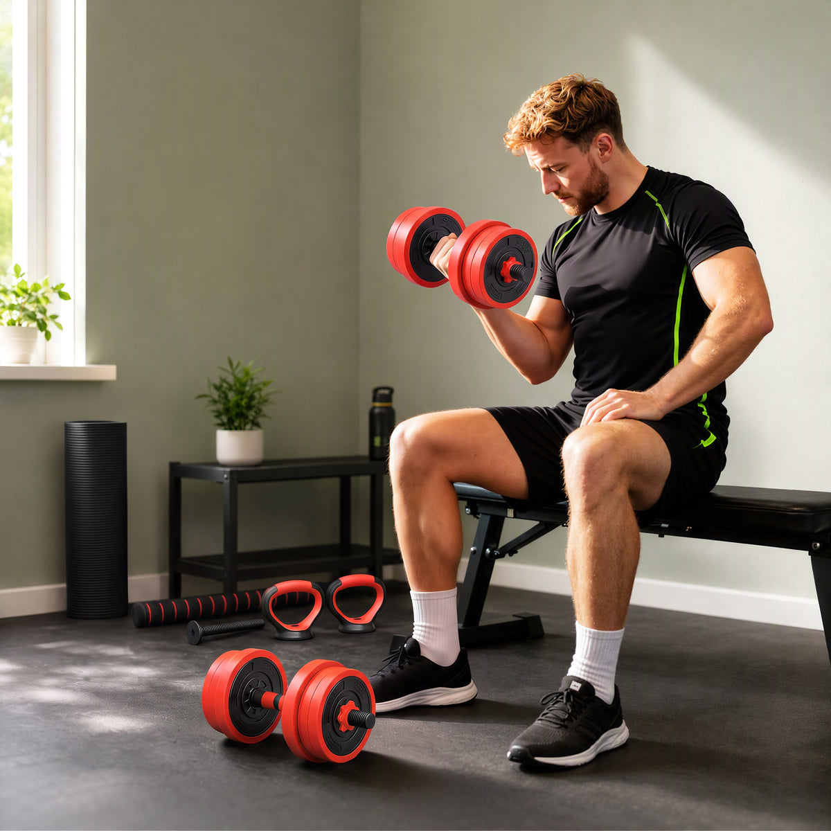 Ensemble d'haltères ajustables 4 en 1 de 20 kg