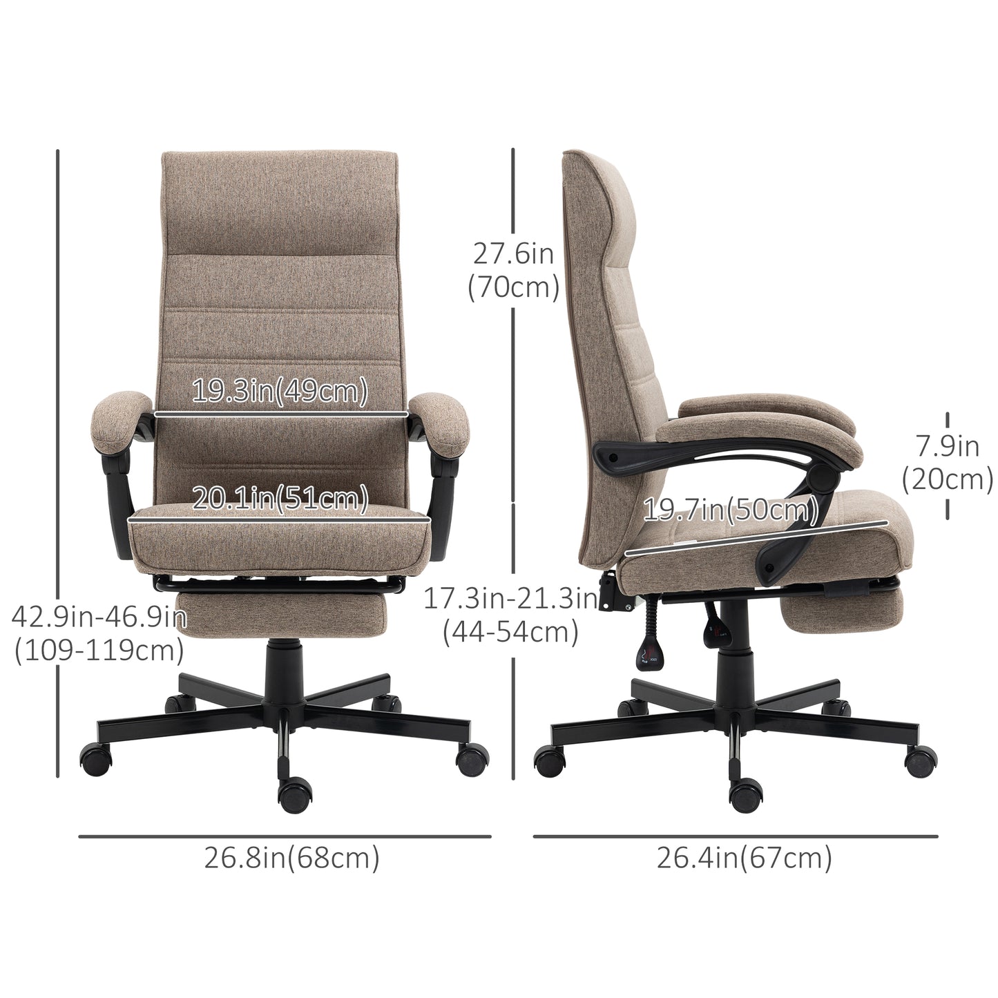 Chaise de bureau dossier haut inclinable avec repose-pieds