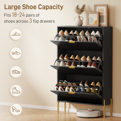 Armoire à chaussures 3 tiroirs rabattables 18–24 paires