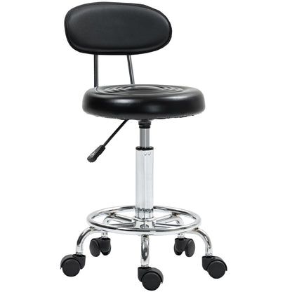 Tabouret à roulettes réglable avec dossier et pivot 360