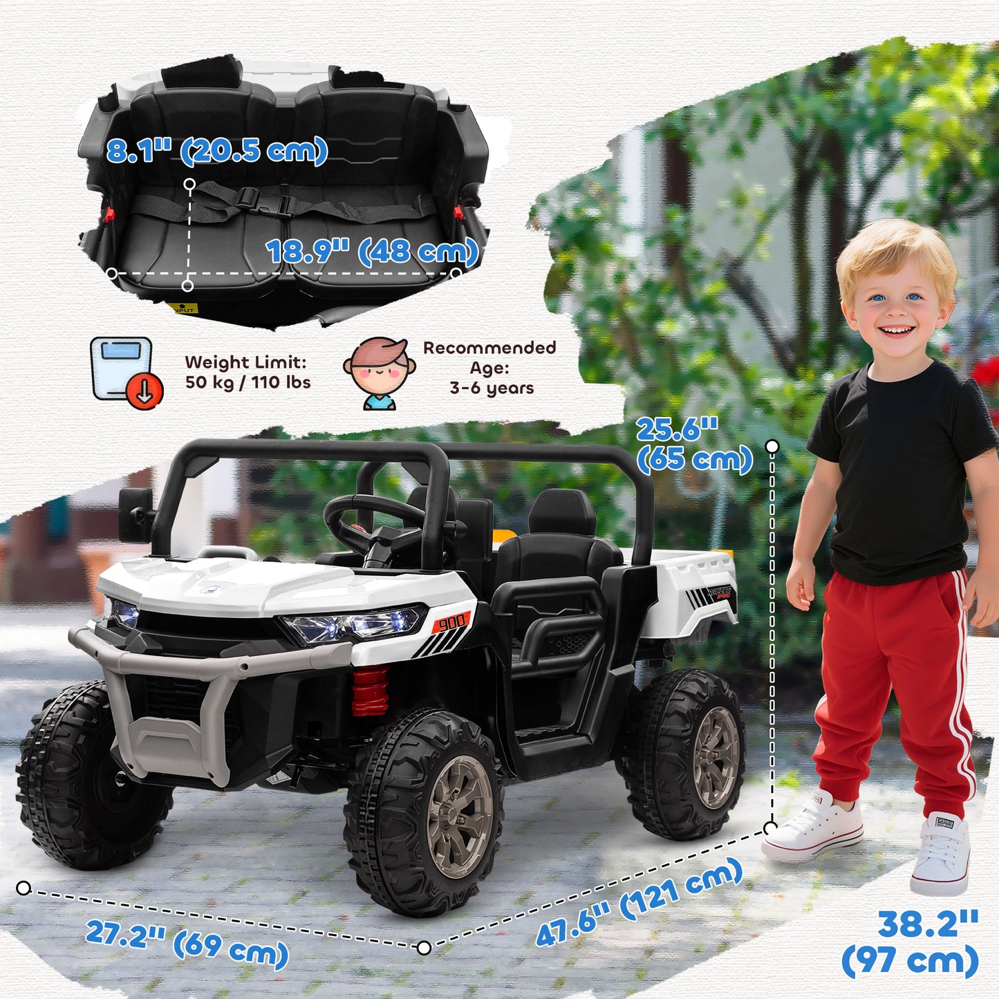 Auto électrique 12V deux places avec télécommande