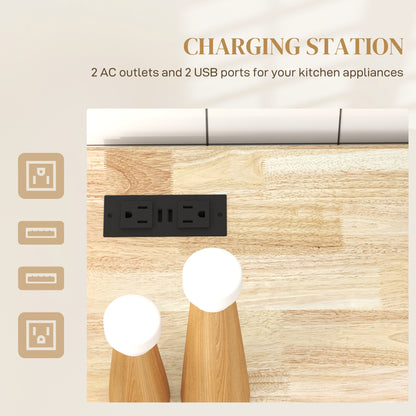 Îlot de cuisine roulant avec tablettes réglables
