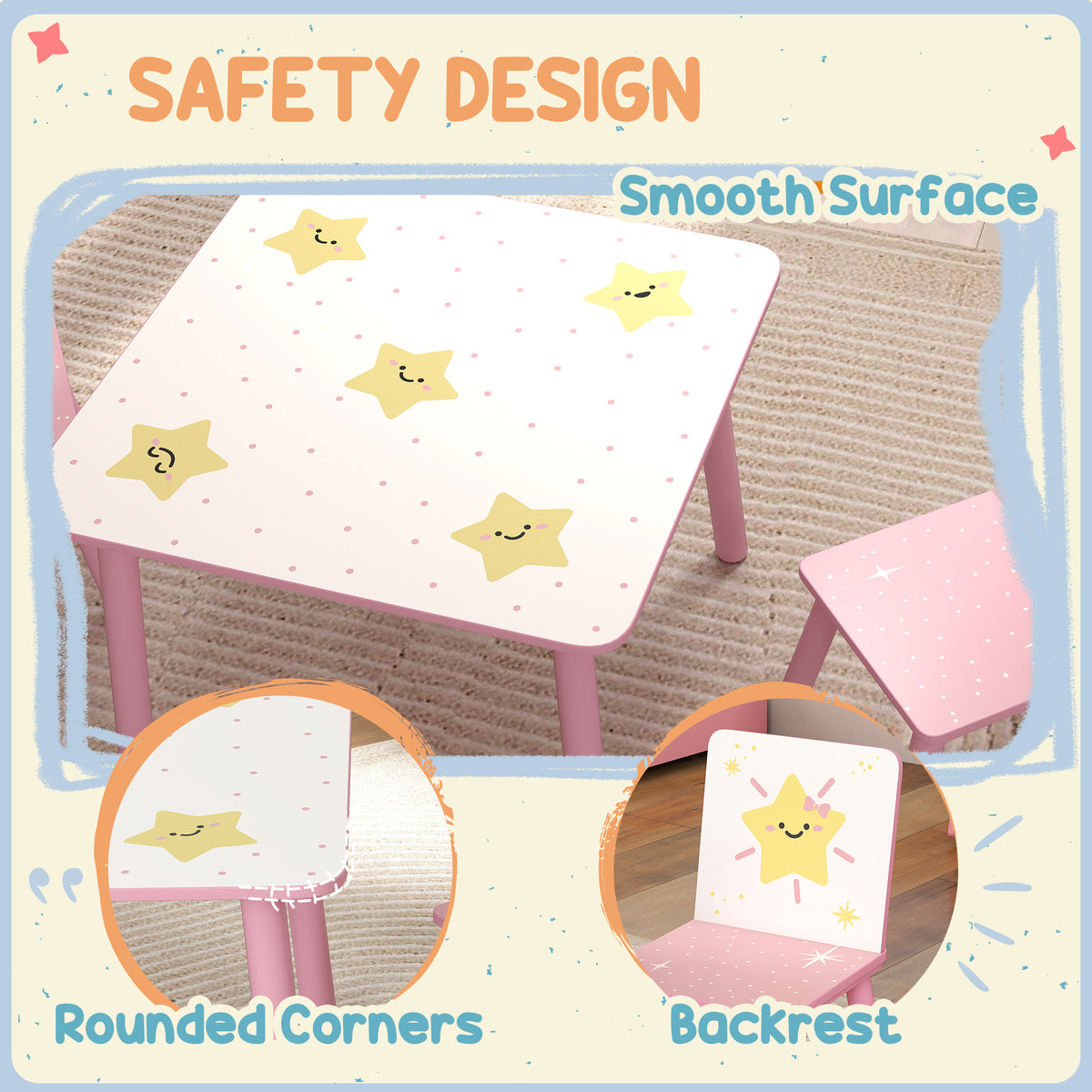 Ensemble table et chaises pour enfants — Lot de 3