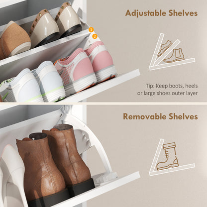 Armoire à chaussures étroite style fermette 16 paires
