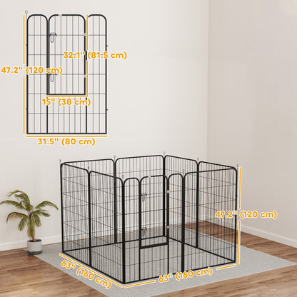 Parc pour chien 8 panneaux pliable robuste en acier