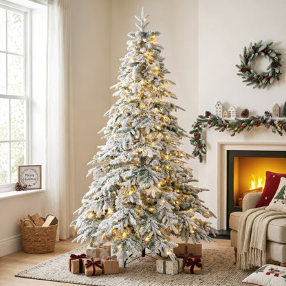 Arbre de Noël artificiel illuminé et enneigé