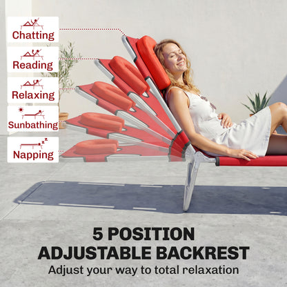 Chaise longue pliante 5 positions avec trou visage