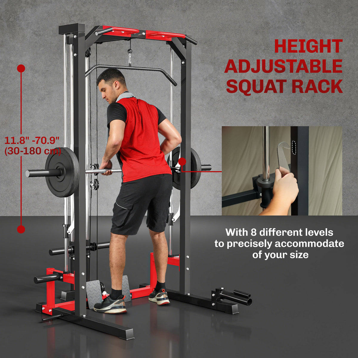 Cage à squat multi-exercices avec barre de traction acier