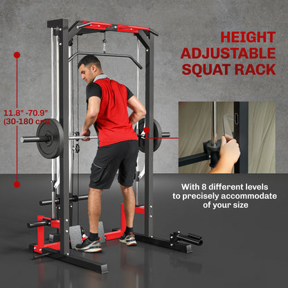 Cage à squat multi-exercices avec barre de traction acier