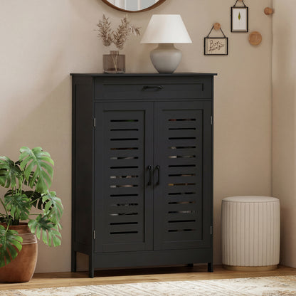 Armoire à chaussures portes persiennées avec tiroir