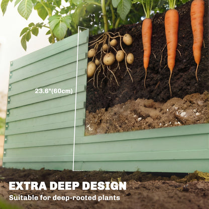 Outsunny 240x120x60cm Raised Garden Bed - Black Galvanized Planter