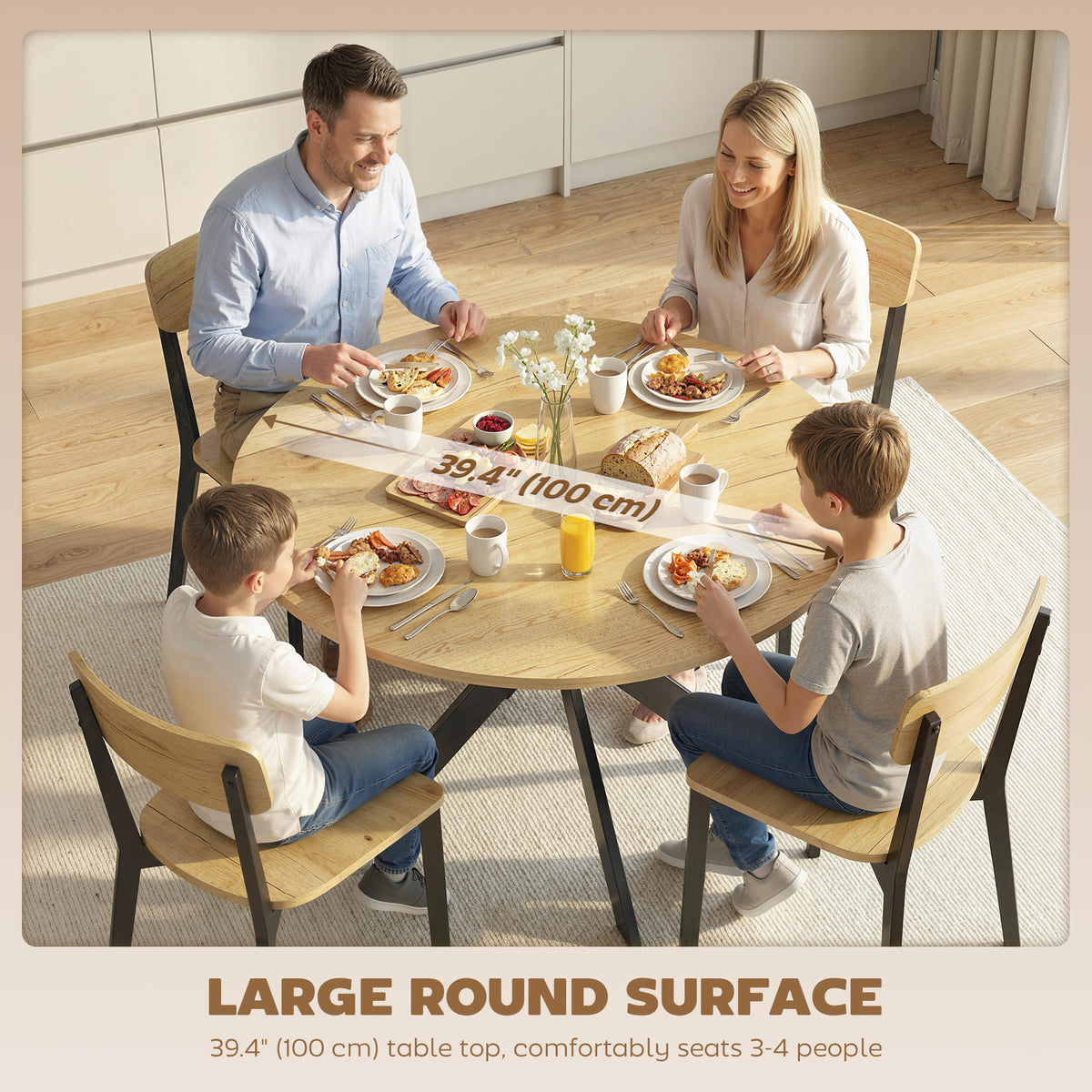 Table à manger ronde contemporaine 100 cm en bois