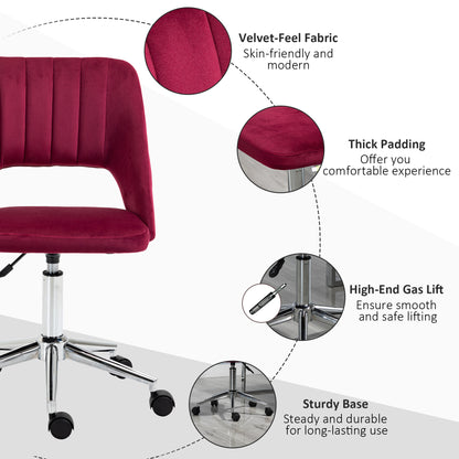 Chaise de bureau mi-hauteur velours forme festonnée pivotante
