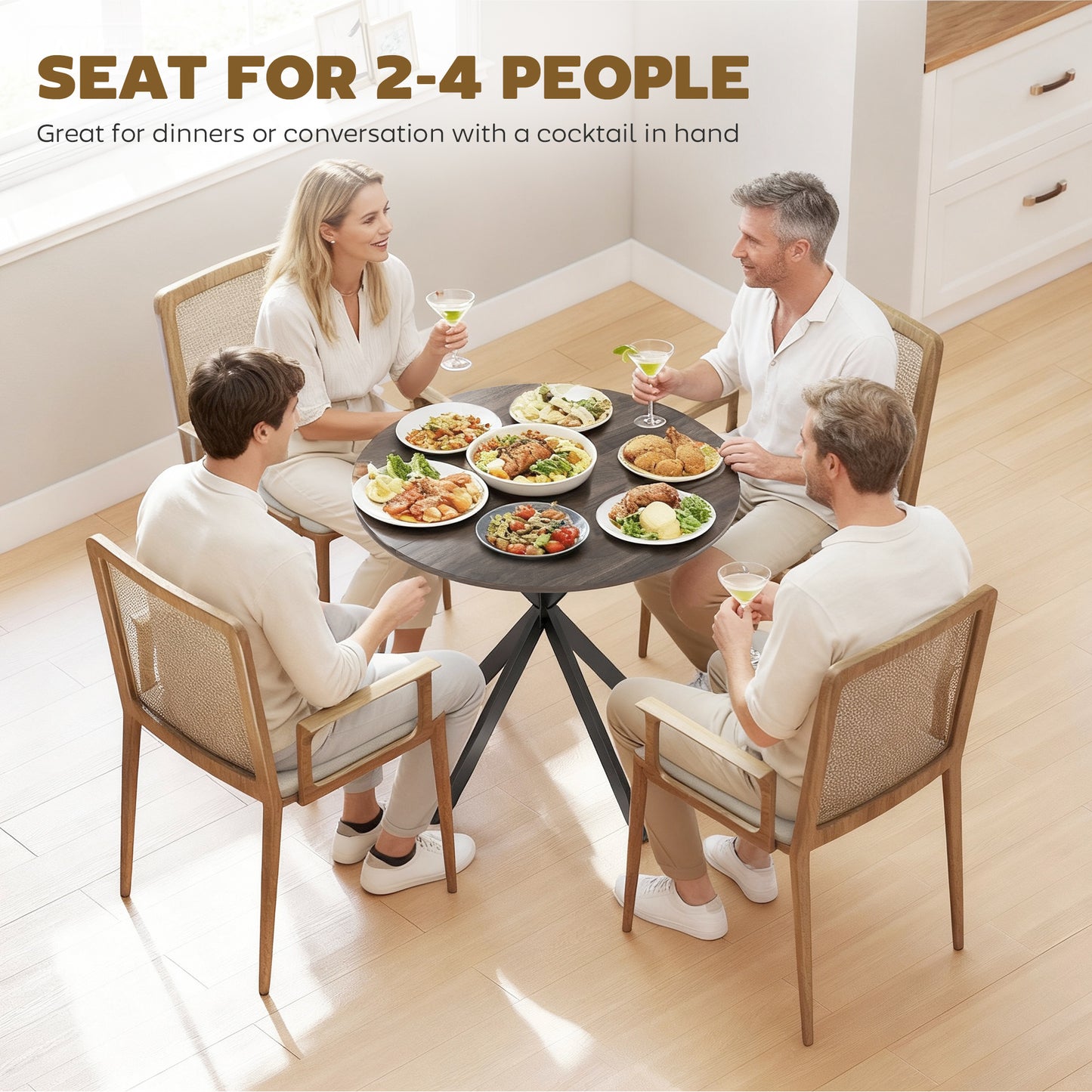 Table ronde industrielle compacte 80 cm