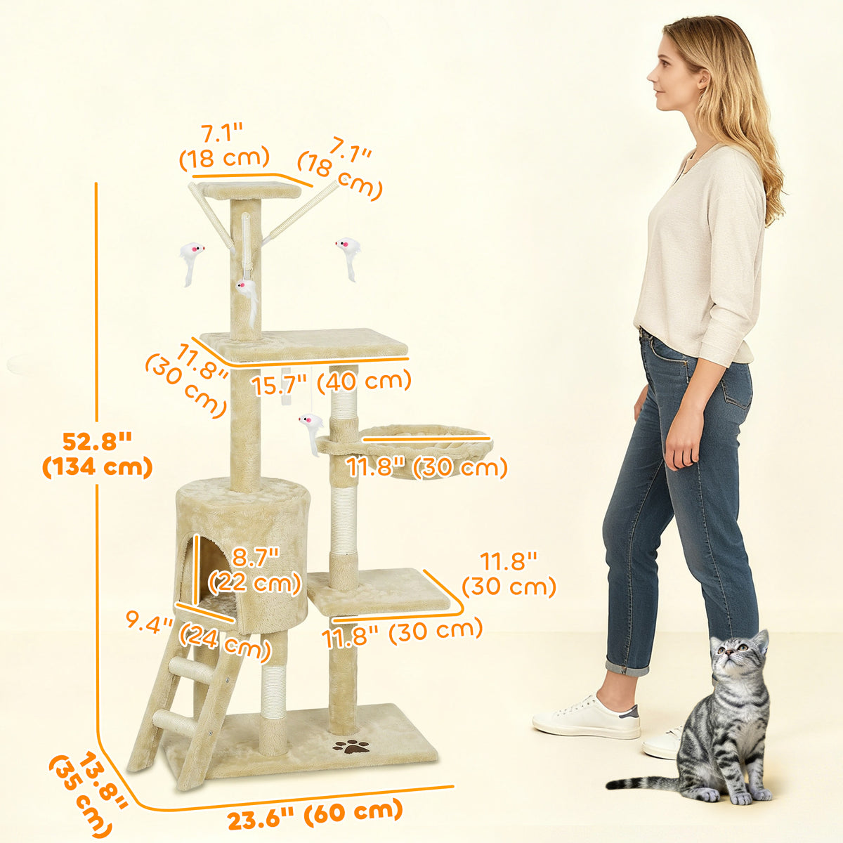 Arbre à chat multiétage avec griffoirs et condo