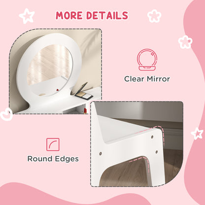 Coiffeuse enfant avec miroir et tabouret 4 tiroirs