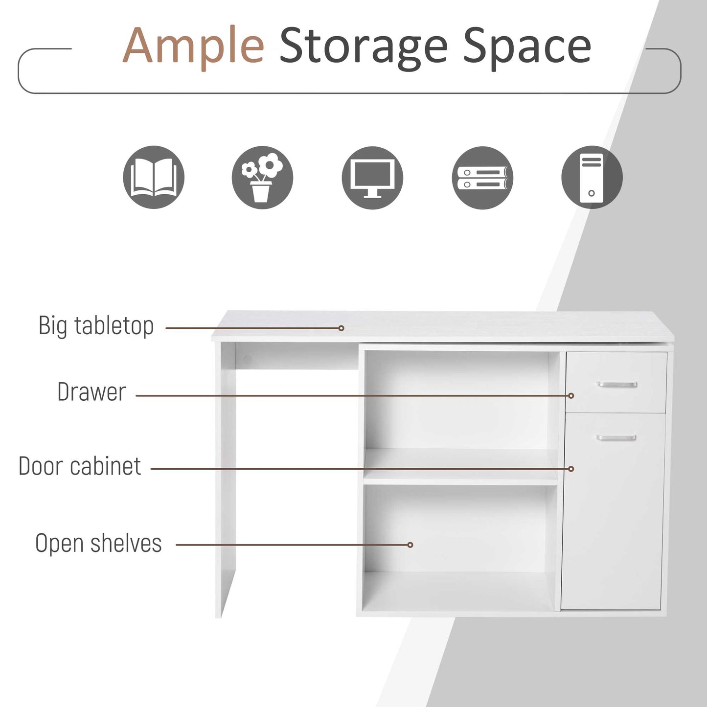 Bureau d'angle rotatif 180° avec rangements