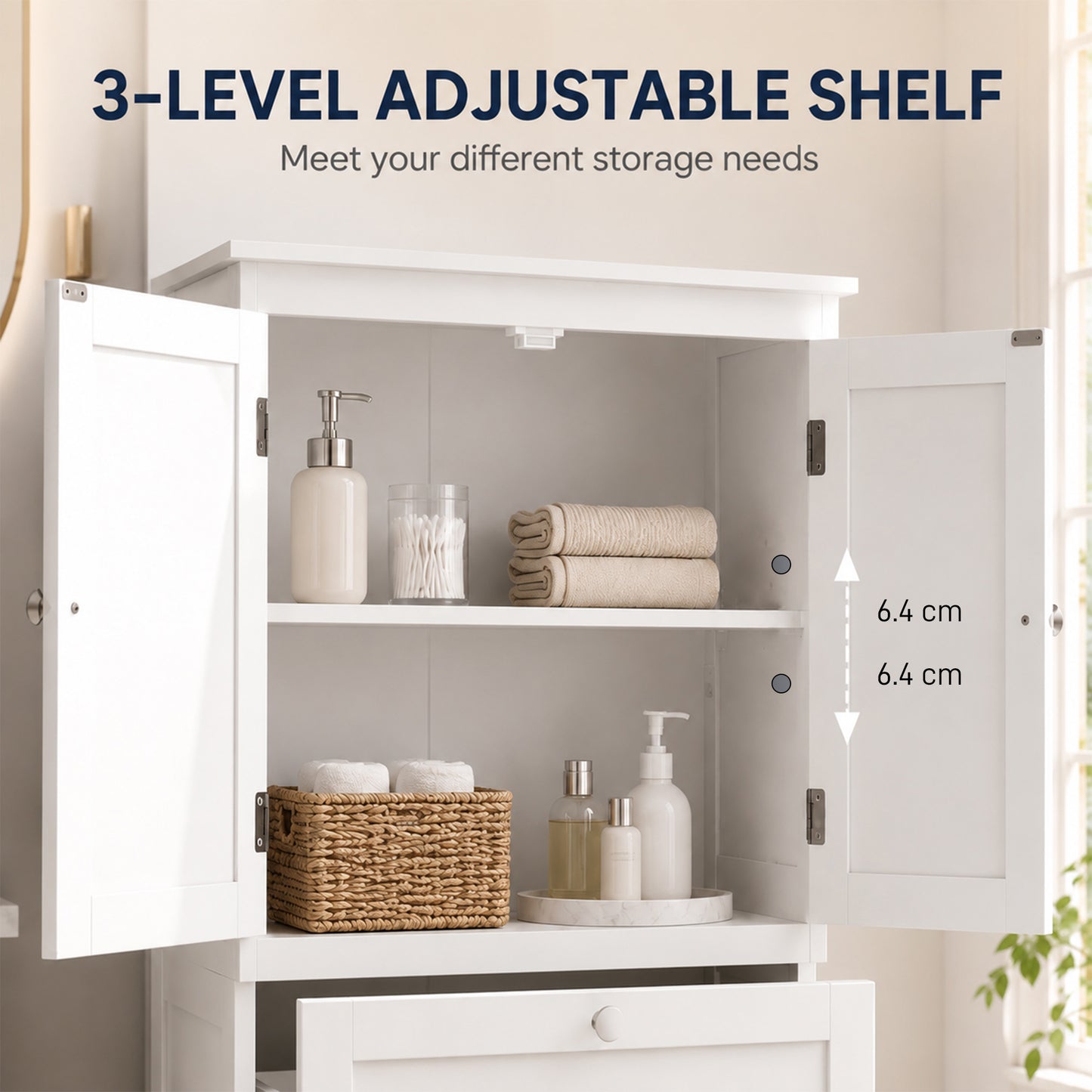 Armoire de salle de bain étroite 2 tiroirs