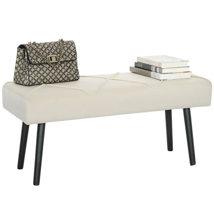 Banc de lit capitonné velours — pieds en acier
