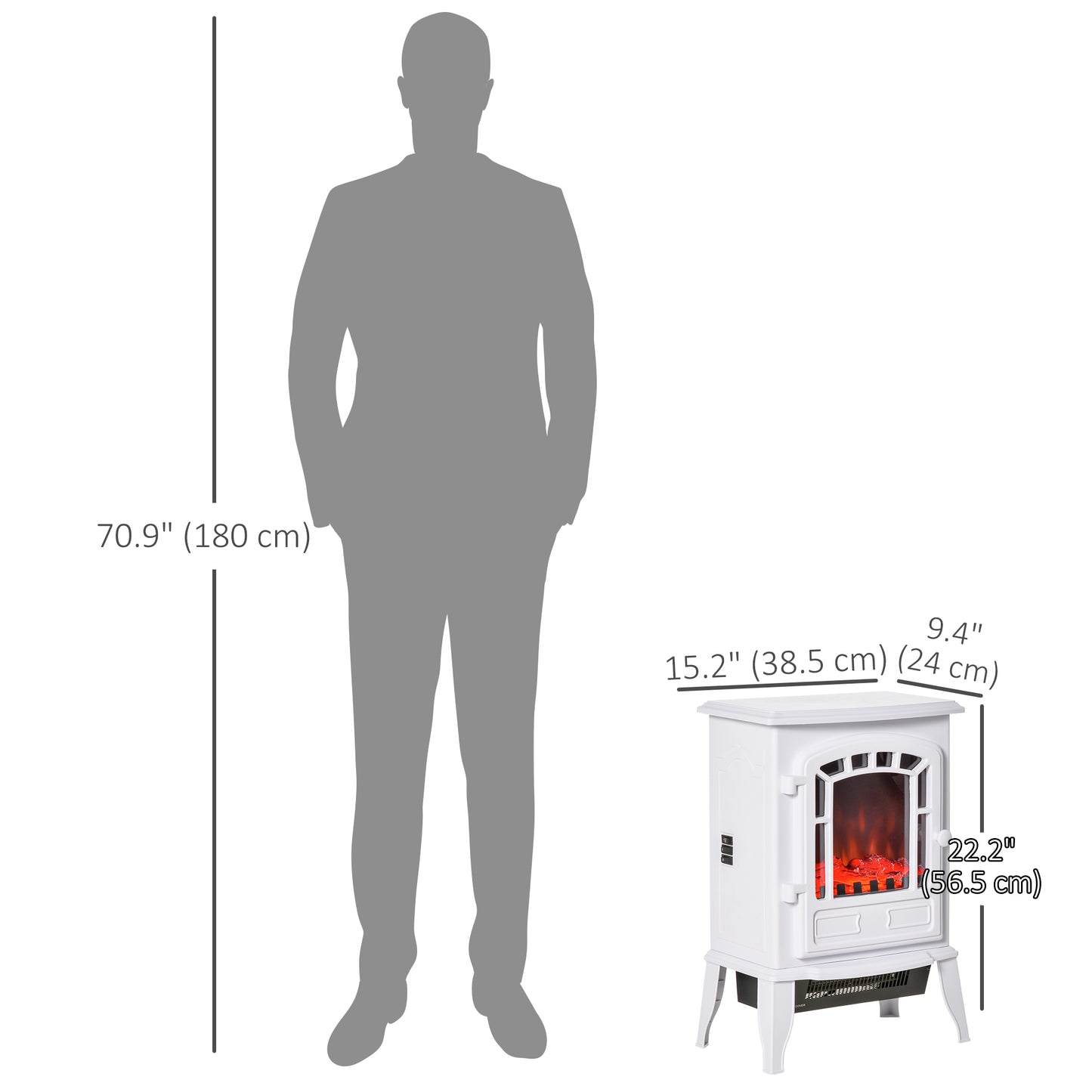 Foyer électrique sur pied avec effet flamme réaliste